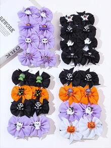 8pcs Kids Cute Floral Cartoon Creative Hair Clips, Fashionable Halloween Party Accessories, No Card Paper Packaging
