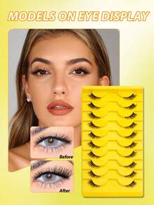 7-10-14-20 pares de pestañas naturales para gatos, pestañas set de pestañas, pestañas postizas, pestañas cómicas, pestañas transparentes y esponjosas, pestañas postizas, pestañas falsas, pestañas esponjosas, grupos de pestañas postizas, pestañas de visón, kits de pestañas kit de extensiones, pestañas esponjosas, pestañas puntiagudas - Negro - Ver 12