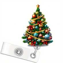 2 pièces/set Porte-badge rétractable de Noël avec cordon, porte-carte d'identité avec étiquette de nom de fête, convient pour les infirmières, les employés de bureau, les enseignants et les étudiants