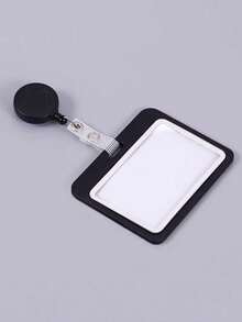 2 Horizontal Black Snap Card Holders: Multi-Purpose Badge, Can Hold Work ID - Available In Single Or Double Packs, Retractable Rope Checkered Belt Work Label Card Holder Badge, Office Supplies, School Supplies, Home Supplies, Back To School Gifts - Multicolor - View 3