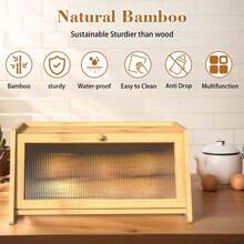 Natural Bamboo Vintage Bread Box, Farmhouse Corner Bread Bin Storage Organizer For Kitchen Counters, Durable Solid Bamboo Holder For Homemade Bread & Toast, Air-Tight Seal Preserves Freshness, Space-Saving Design, Ideal Farmhouse Kitchen Decor & Stylish Storage # BambooDecor # KitchenStyling - Hai lớp - Xem 10