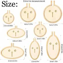 8 Packs Mini Embroidery Hoop Wooden Mini Stitch Hoop Ring For DIY Pendant Crafts, Round, Oval Vertical, Oval Horizontal