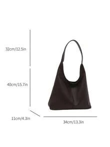 Vintage Casual Large Capacity Commuter Bag, 2-In-1 Shoulder Bag & Bucket Bag, Fashionable & Versatile, Solid Color, New Fashionable Big Bags For Women - Cà phê 2 - Xem 3
