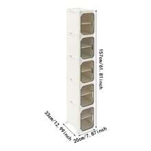 XIANXUS 5-Tier Tall Narrow Storage Cabinet, Slim Storage Cabinet With Wheels, Narrow Organizer For Small Space, Bathroom, Kitchen, Laundry - White - View 6