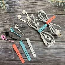 5-Hole Silicone Cable Organizer Box: Keeps Earphones, Chargers And Data Cables Neatly Stored And Easily Accessible! Reusable Silicone Cable Organizer For Storing And Managing Wires, With Straps And Multi-Functional Clips, Suitable For Food Preservation And Keeping Earphone Cords Tidy. (Random Color)