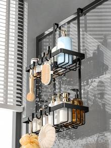 1pc Bathroom Rack, Glass Door Hanger - Bathroom Shower Supplies Storage Rack, Can Hang Towels, Bath Balls, Razors, Storage Rack, Halloween, Christmas Decoration Gift Bathroom Accessories Bathroom Tools