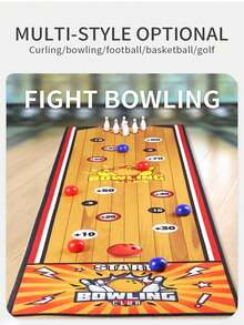 Juego de batalla interior para niños, alfombra de juego, juguetes deportivos para 2 jugadores. Juguetes de golf, fútbol, bolos, curling. Interacción entre padres e hijos. Algunos accesorios pequeños de color aleatorio. Regalo para niños y niñas, vuelta al colegio