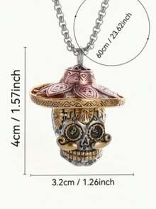 欧美时尚个性骷髅帽男士吊坠，复古朋克风时尚吊坠，可拆卸旋转帽形吊坠，适合万圣节佩戴 - 彩色 - 查看 3