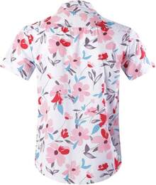 Men's Short-Sleeve Button-Down Tropical Hawaiian Shirt-20256688 - 花卉白粉色 - 查看 4