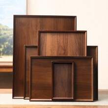 Service Tray For Serving Dishes, 1pc Vintage Bamboo Wood Tray, Dark Walnut Rectangular Serving Tray - Bamboo Composite Sturdy Water-Resistant Tray For Home, Restaurant, Hotel & Display - 棕色 - 查看 1