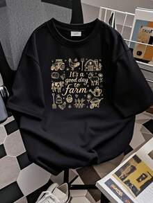 180g pure Cotton Farm Life  Shirt, It&amp;#39;s a Good Day to Farm Shirt, Farmer Wife Shirt, Farmer Gift, Funny Farmer Tee, Farming Shirt,Gardening Tee T-Shirt For Women Casual Stylish Breathable Top For Everyday Wear Comfortable Women Top Graphic Tees Stretched - Negro - Ver 3