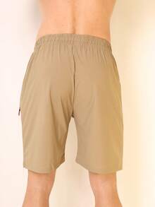 Bermuda Shorts Plain Imported Men's Ice Silk Gym Spandex Casual Yoga Shorts Quick Drying Fat Plus-Size G1 G2 G3 G4 - 杏色 - 查看 4