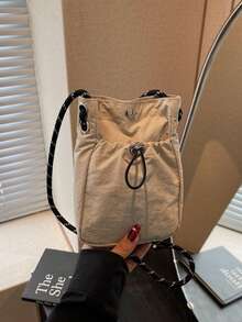 运动旅行小号单肩包 - 女士纯色斜挎手机包，带拉链口袋 | 休闲简约零钱包和耳机收纳包 | 轻便时尚布包，适合跑步、旅行和校园生活 | 多功能斜挎包，可装手机、钱包、返校必备品和日常穿搭配饰，小巧便携 - 彩色 - 查看 5