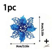 12 件/6 件/1 套人造圣诞花（带夹子）、可爱的人造一品红圣诞树装饰、可重复使用的闪光人造圣诞花（用于 DIY 花环、家居装饰、婚礼派对、节日派对装饰、圣诞节/节日/季节性/婚礼圣诞树饰品、闪亮的冬季灌木装饰）、适用于圣诞节、新年、婚礼、花环、楼梯、窗户、壁炉、圣诞树 - 藍色 - 查看 15