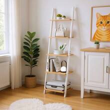 オープンシェルフ 棚 スリム オープンラック ラダーシェルフ おしゃれ 飾り棚 5段 幅45CM 組立簡単 ラック シェルフ 高耐荷重 本棚 展示用オープンシェルフ 多用途(ホワイト) - ホワイト - チェックする 2