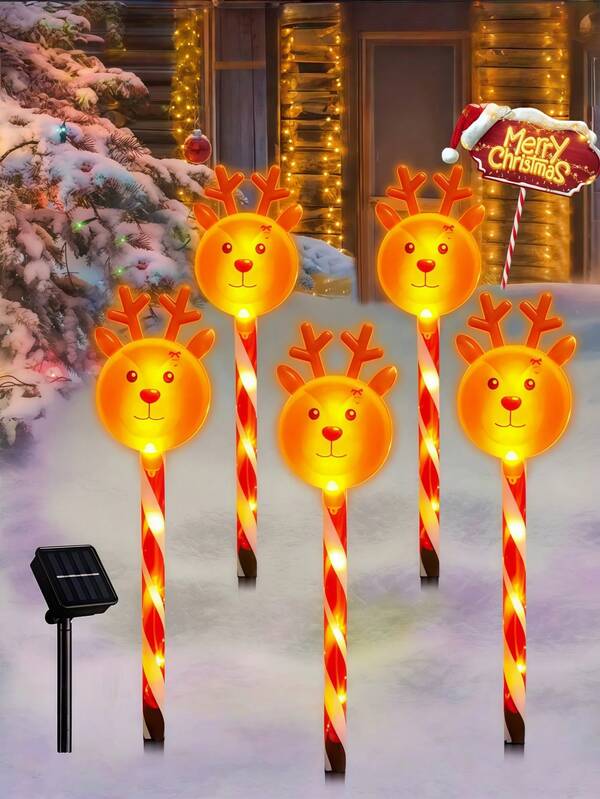 1 pièce Lampe solaire de renne de Noël pour pelouse, lampe de décoration de sol solaire LED mignonne et étanche pour renne, convient pour la décoration d'hiver et de Noël, décoration de sapin de Noël, scène de Noël dans le jardin, l'allée, le couloir, la terrasse, la clôture, le trottoir, la cour, les marches et les escaliers, lampe d'ambiance pour fête de Noël, beau cadeau de Noël