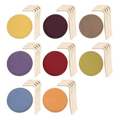 8-Piece Solid Wood Round Stools - Stackable Padded Seating With Soft Surface - Space Saving Nesting Design For Home & Events - Natural Finish Wooden Stools With Comfort Cushion - Set Of 8 Circular Stools For Flexible Seating