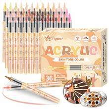 1 Box Of 12/24/36 Colors Macaron/Skin Tone Acrylic Marker Pens, Flexible Chisel Tip, Suitable For Paper, Rock, Ceramic, Card Making And DIY Crafts, Back To School Supplies, Halloween, Thanksgiving, Christmas Gifts
