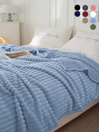 1 Throw Blanket, Bedding, Cozy And Warm Blanket, Super Skin-Friendly And Breathable, Lightweight Soft And Comfortable, Blue, Minimalist And Stylish Design, Suitable For Sofa, Bedroom, Living Room, All-Around Comfort, Travel Use, Nap Blanket, Multiple Sizes Available, Machine Washable, Room Decor, Winter Decor
