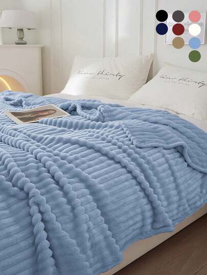 1pc Soft, Warm, Breathable, Lightweight Blanket, Simple & Fashionable Design In Blue, Suitable For Sofa, Bedroom, Living Room, Versatile Comfort, Travel Essential, Nap Blanket, Multiple Sizes Available, Machine Washable, Home Decor, Winter Decor