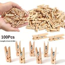 5/15/30/50/100/200Pcs 2.5cm Natural Wooden Mini Clothespins With Rope, Mini Clothes Pegs For Photos, Crafts, Artworks, Cocktails(Without A Rope) - Wood Color - View 13