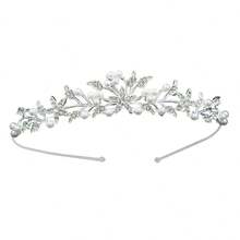 Bridal Tiaras Rhinestone Flower Pearl Headband For Wedding Party Stage Hair Accessories - Silver - View 6