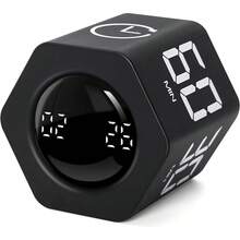 SULVGO Ticktime Tomato Timer Efficiency Timer Cube, Hexagon Flip Page Clock, Supports Pause And Resume, Mute And Adjustable Sound Reminder, Suitable For Work, Office, ADHD, Study, Tasks, Can Set 1/5/10/30/60 Minutes And Custom Countdown - Black - Black - View 9