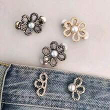 1/2/3/5 件裤腰收紧器，可调节腰带扣套装，用于牛仔裤的额外纽扣，使裤子、牛仔裤、袖子更紧的纽扣调节器（银色）可调节金属纽扣针，适用于牛仔裤和服装，时尚女孩配饰 - 彩色 - 查看 4