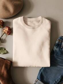 Damen Oversize Rundhalsausschnitt Langarm Sweatshirt für Herbst und Winter