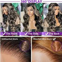 34 Inch Glueless Wigs Human Hair Pre Plucked 1B/27 13x4/13*6 HD Lace Front Wigs Human Hair Glueless 200% Density Body Wave Lace Front Wigs Human Hair With Baby Hair - S1B/27 - 查看 10