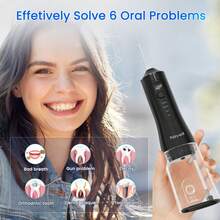 Fairywill Water Dental Flosser Teeth Pick Portable Cordless Oral Irrigator 300ML Rechargeable Travel Irrigation Cleaner IPX7 Waterproof Electric Flossing Machine For Teeth Cleaning - 黑色 - 查看 10