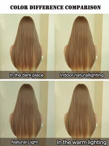 AKAKO Parrucca dritta extra lunga con riflessi biondi-beige chiari per donne - Parrucca sintetica soffice con frangia, capelli in fibra resistente al calore dall'aspetto naturale, parrucche di stile gotico scuro alla moda per uso quotidiano, feste, San Valentino, festival musicali e cosplay di Ognissanti, 71 cm
