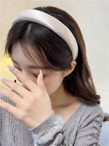 1pc Women's Elegant Satin Wide-Banded Headband, High Crown Pressure Hair Accessory, Suitable For Dresses, Daily Outfits, Bohemian Elegant Hair Decoration, Hair Band, Hair Hoop