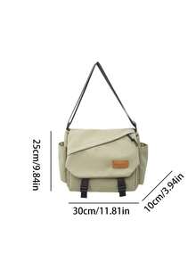 Men's Letter Graphic Large Capacity Casual Commuter Shoulder Bag - Green - View 3