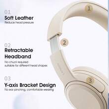 Tai nghe không dây Bluetooth trùm đầu Lenovo, EB320, Chống ồn, Loa lớn 40MM, Có thể gập lại, Nhẹ và Thoải mái, Tuổi thọ pin dài, Bluetooth 5.4, Thích hợp cho Chơi game, Nghe nhạc, Thể thao, Tương thích với iOS Android PC - màu đen - Xem 6