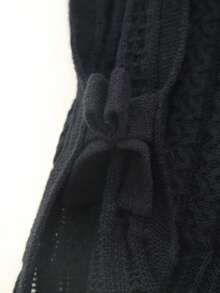 Girls' Round Neck Knitted Solid Color Pullover Sweater Vest With Side Bow Design, Suitable For Spring, Summer, Autumn - Black - View 3