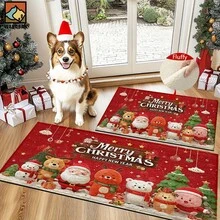 1 bộ/1 cái/2 cái Thảm cửa chống trượt họa tiết chủ đề Giáng sinh, Thảm cửa chống trượt sợi siêu bền, Thích hợp trang trí tiệc ngày lễ, nhà bếp, phòng tắm, phòng ăn, phòng ngủ, có thể làm quà tặng Giáng sinh - Nhiều màu - Xem 8