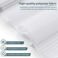 Zebra Blinds For Windows Pull Down Roller Window Shades Dual Layer Light Filtering Privacy For Day And Night, Corded Door Shades For Home Easy To Install - White - View 4