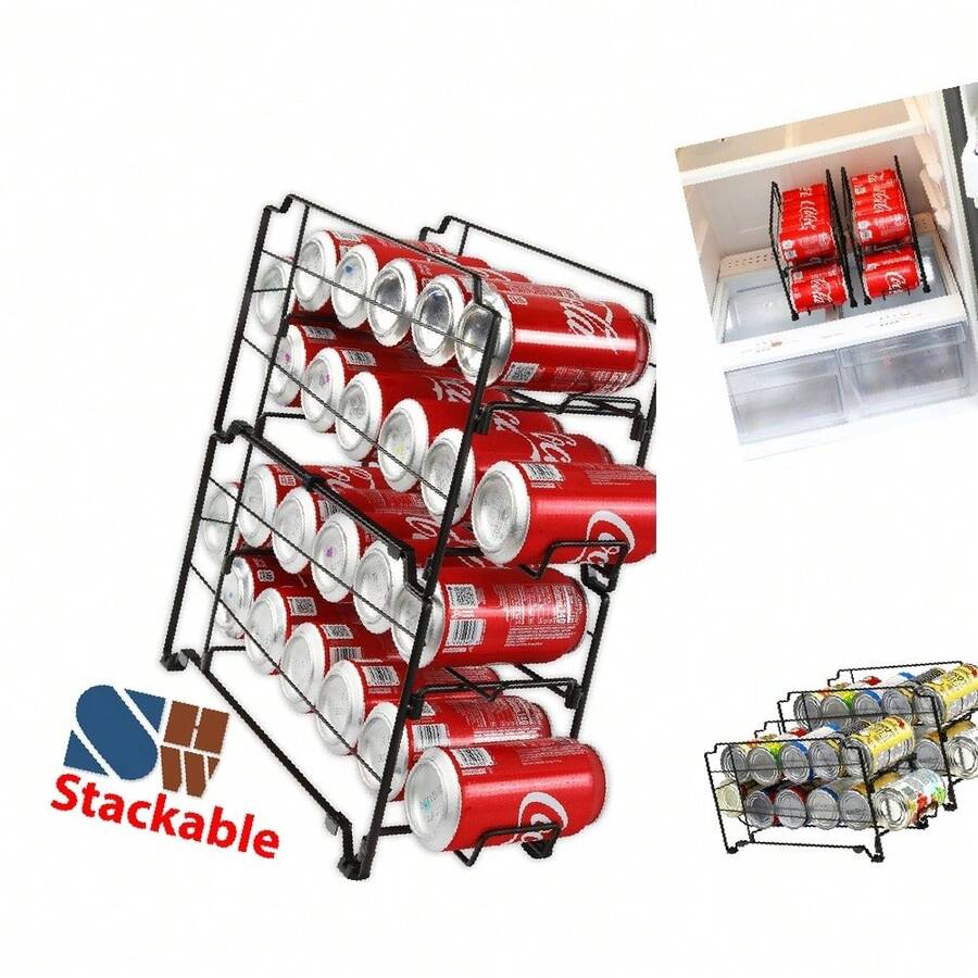 Estante Organizador Apilable Metal Blanco para Bebidas Gaseosas - Carga Frontal, Paquete 2 - Blanco - Ver 1