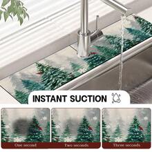 1 buc Covoraș de Stropire cu Temă de Crăciun, Covoraș de Picurare pentru Chiuveta de Baie de Acasă, Design de Reni și Brad de Crăciun, Potrivit pentru Diverse Robinete, Fabricat din Material de Cauciuc cu Gel de Siliciu - Multicolor - Vizualizare 4