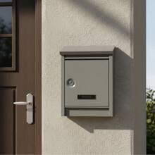 STARLEY - Buzón de Pared de Metal 216x94x305mm, Caja de Correo Moderna en Negro, Blanco o Gris, para Hogar, Oficina, Entrada, Exterior, Decorativo - Gris - Ver 1