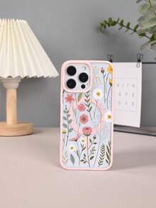 Funda para teléfono con estampado floral fresco, elegante funda protectora con diseño magnético que permite la carga inalámbrica, diseño de moda y estilo simple y fresco, para iPhone 16Promax 16 15 14 13 12 11 Plus Pro S25Ultra S24 23 22Plus FE case - Gris - Ver 7