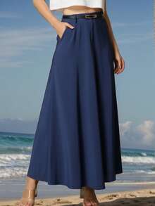 Simple Elegant With Belt Button Pocket Wedding - Màu xanh hải quân - Xem 2