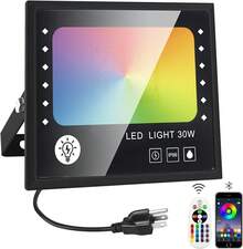 Reflectore Led Exterior RGB 60W 2 Pack, ELEGANTED Luz Lampara para Exterior, Equivalente a 600W con Bluetooth y Control Remoto, IP66, 16 Millones de Colores, Momento, para Jardín Fiesta Halloween - 30 W - Ver 12