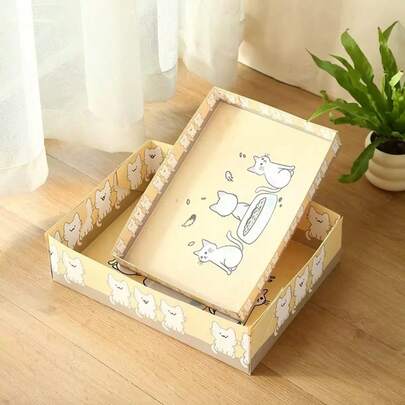 1pc Disposable Foldable Semi-Open Cat Litter Box, Convenient For Cats To Use Outdoors, In Vehicles, Portable And Throwaway Design, Suitable For Slouchy Pet Owners, Leak-Proof Cat Litter Tray For Traveling With Pets