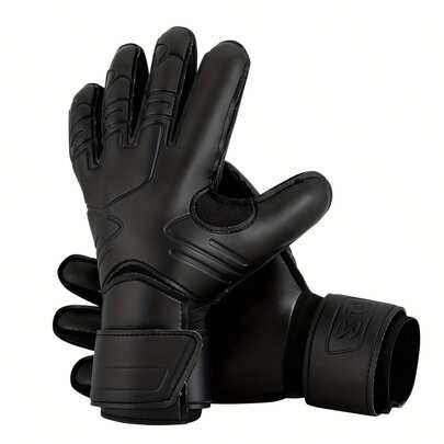 1 Pair Black Soccer Goalkeeper Gloves, Adult Professional Non-Slip Goalie Gloves