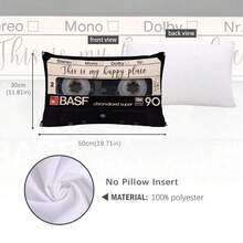 MEMNUN 1 Stück/2 Stücke Vintage Kassetten-Tape "Dies ist mein glücklicher Ort" bedruckter dekorativer Kissenbezug [ohne Kissenfüllung], 30*50cm/40*60cm, [einseitig Muster] Polyester Kissenbezug für Sofa, Bett, Wohnzimmer, Schlafzimmer, Auto, Büro, Hotel Dekoration, perfektes Geschenk für Familie und Freunde, für alle Jahreszeiten