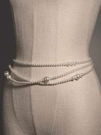 1 Stück elegante, hochwertige weiße Perlenkette für die Taille, Sommer, Schule, Herbst, Halloween