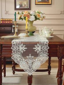 100% Polyester Embroidered Table Runner/Runner, Suitable For Wedding, Party, Kitchen, Dining, Coffee, Vanity Tables, Home Decor, Indoor/Outdoor, Camping, Holiday Gatherings, 1pc - Beige - View 19