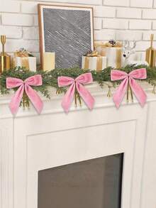 1/6/12个粉色小天鹅绒圣诞蝴蝶结，适用于圣诞树、花环、礼品包装、工艺品、婚礼、派对、扭结蝴蝶结，可用于糖果袋、烘焙食品袋、丝带蝴蝶结、圣诞树装饰、圣诞花环蝴蝶结装饰，适用于圣诞礼品包装、家居花环、栅栏、壁炉、婚礼派对装饰、家居装饰、圣诞装饰、房间装饰、冬季装饰 - JQ43 - 查看 4